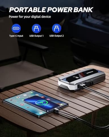 AUTOONE Car Jump Starter 5800A Battery Booster, Portable Battery Pack for All Gas 10L Diesel, 12V Jump Box with Smart Jumper Cable for Car Battery, Vehicle Lithium Starter, LCD Display, w/LED Light - Image 6