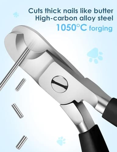 heouvo Heavy Duty Dog Nail Clippers -【Cuts Thick Nails Like Butter】【Upgraded Large Opening】 Professional Toenail Trimmer Razor Sharp Blade for Medium to Giant Breed (Black) - Image 3