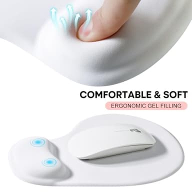 JIKIOU Mouse Pad, 2 Pack Ergonomic Mouse Pads with Comfortable Gel Wrist Rest Support and Smooth Cloth, Non-Slip PU Base for Easy Typing Pain Relief Durable and Easy to Clean Small White - Image 5