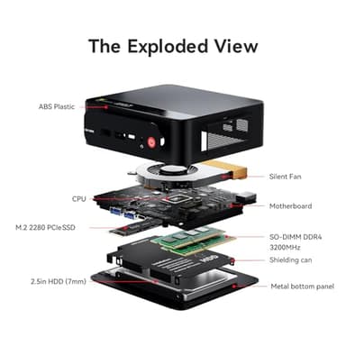 Beelink SER5 PRO Mini PC,AMD Ryzen 7 5825U(8C/16T,up to 4.5 GHz),Mini Computer 16GB DDR4 RAM 500GB M.2 SSD Graphics 8 core 2000 MHz Wifi6/BT5.2/HDMI+DP+Type-C,Support Triple-Screen Display,Win 11 Pro - Image 8