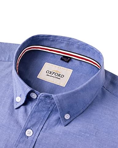 Alimens & Gentle Mens Solid Oxford Shirt Long Sleeve Dress Shirt Work Casual Button Down Shirts with Pocket Aroyal Blue - Image 2