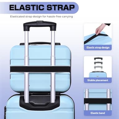 AnyZip Carry On Luggage 2PCS Luggage Set PC ABS Hardshell Lightweight Suitcase TSA Lock with 4 Spinner Wheels(14/20, Light Blue) - Image 6
