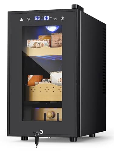 RLPI Electric Cooler Cabinet, Desktop Refrigerator with Professional Temperature and Humidity Digit Control System 25L 200 Counts Spanish Wood Shelves for Home Office Gift - Image 1
