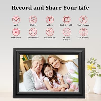 SAMMIX Digital Picture Frame 10.1 Inch WiFi Digital Photo Frame Electronic, IPS Touch Screen, 16GB, Tabletop&Wall-Mounted, Share Photos and Video with Uhale App, Birthday Gifts for Mom Women - Image 2