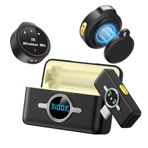 Wireless Lavalier Microphone for iPhone/Android, Lapel Mics with USB-C Plug-Play, Mini Mic with 2.4GHz Noise Cancellation, Charging Case Included, 300ft Range for Stream, Vlog, TikTok and YouTube