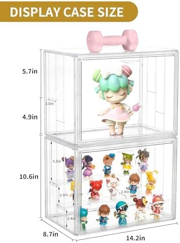 Acrylic Display Case for Collectibles 3 Layer Adjustable Figure Display Cases with Magnetic Door Clear Stackable Display Box for Figures Showcase 2Pack - Image 4