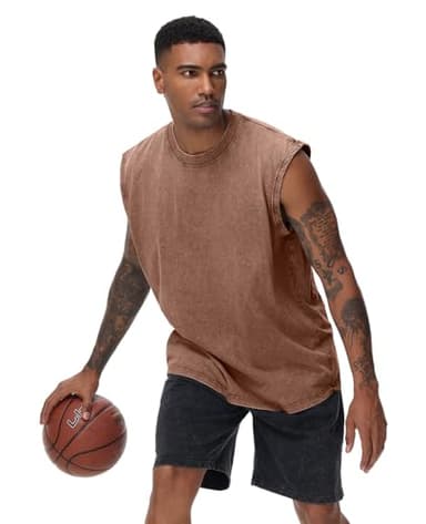 3 Pack Mens Workout Tank Tops Sleeveless Tee Shirts Men Muscle Shirt Gym Acid Wash T Shirts Running Beach Loose Fit Tee(CFGYBK,L) - Image 3