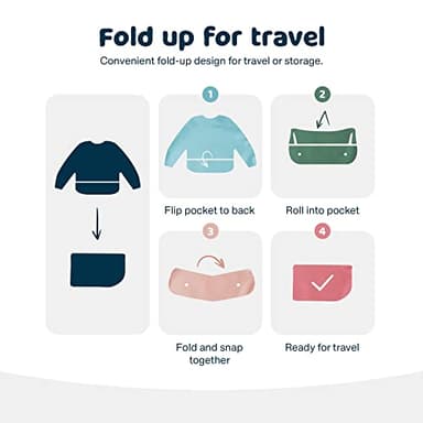 Tiny Twinkle Mess Proof Baby Bibs, 2pk Waterproof Smock Baby Bibs for Eating, Machine Washable Long Sleeve Bibs, Baby Led Weaning, Toddler Bibs, BLW Supplies (Slate Olive, Small 6-24 Months) - Image 10