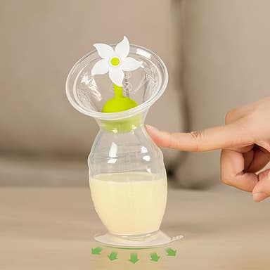 Haakaa Manual Breast Pump Silicone Breast Pump Milk Saver Milk Pump with Suction Base and Flower Stopper 100% Food Grade Silicone BPA Free (5oz/150ml) (White) - Image 5