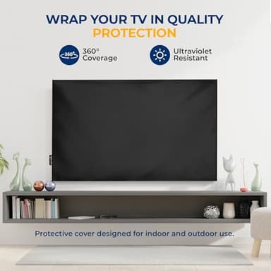 SereneLife Waterproof Outdoor TV Cover for 50-65 inch TV – Indoor/Outdoor Weatherproof Television with Bottom Cover, Thick Fabric, Dustproof and Weatherproof TV Cover with Remote Control Pocket, Black - Image 2