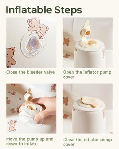 Babygreat Inflatable Baby Seat for 3-36 Months, Portable Blow Up Support Seat with Built-in Air Pump, Learning to Sit & Feeding Chair for Infants & Toddlers (Bear) - Image 5