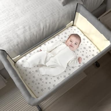 Bassinet Sheets for Baby Boys Girls 4 Pack(33" x 20"), Compatible with AirClub, Mika Micky, Baby Delight, Dream On Me, Koola, AMKE and Other Rectangle Bassinet Mattress, Pink - Image 3