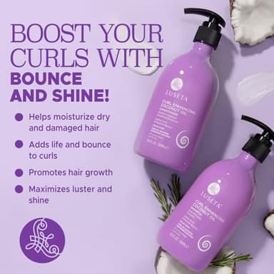 Luseta Curly Hair Shampoo & Conditioner Set with Coconut Oil, Unlimited Bounce and Definition for wavy and Coily hair, Reduce Frizz and Repair Dry Hair, for All Curl Types Sulfate Free 16.9Fl oz × 2 - Image 2