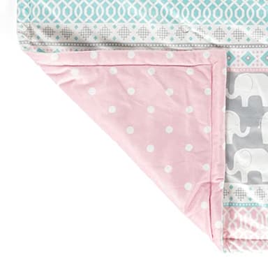 Lush Decor Baby Elephant Stripe Reversible Soft & Plush Oversized Blanket, 50" x 36", Pink & Turquoise - Image 3