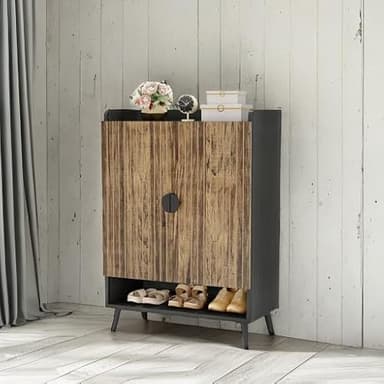 Tribesigns Shoe Cabinet with Doors, 7-Tier Shoe Storage Cabinet with Adjustable Shelves, Wooden Shoes Rack Shoe Storage Organizer for Entryway, Hallway, Closet, Living Room, Rustic Brown - Image 6