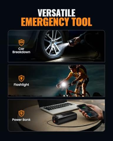 Tire Inflator Portable Air Compressor - 150PSI & 10000mAh Cordless Air Pump with Digital Tire Pressure Gauge, Accurate Dual LCD Display & LED Light, for Car/Motorcycle/E-Bike/Ball - Image 5
