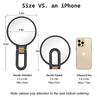 Sifolo 30x Magnifying Mirror, Travel Hand Mirrors with Handle - Double Side Handheld Mirror with 1X 30X Magnification & Adjustable Handle/Stand, Hand Held Foldable Travel Mirror for Makeup(Black) - Image 5