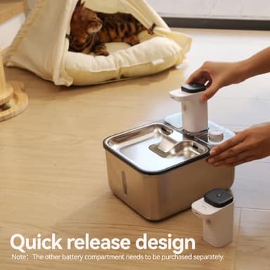 Stainless Steel Cat Water Fountain Wireless for Cats Indoor, 3.6L/123oz Automatic Metal Dog Water Dispenser,Cordless Battery Operated Pet Drinking Fountain,Rechargeable Waterer with Motion Sensor - Image 7