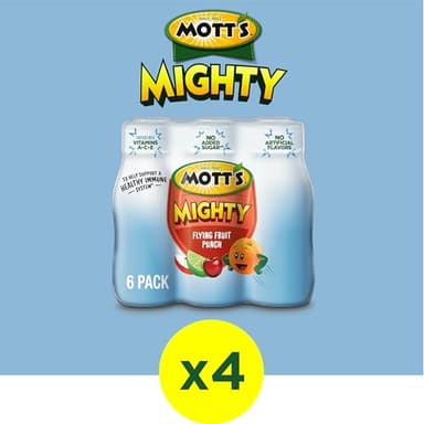 Mott's Mighty Flying Fruit Punch Juice Drink, 8 Fl Oz Bottles, 24 Count (4 Packs Of 6), 100% Fruit Juice with Purified Water, Vitamins A, C And E, No Artificial Flavors, Colors or Sweeteners - Image 2