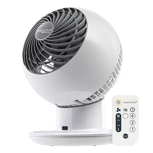 IRIS USA WOOZOO Air Circulator Fan with Remote, Oscillating, 5 Speeds, 82ft Max Air Distance, 90° Adjustable Tilt, 30db Quiet Motor, Small Fan for Bedroom, Office, Dorm, White - Image 1