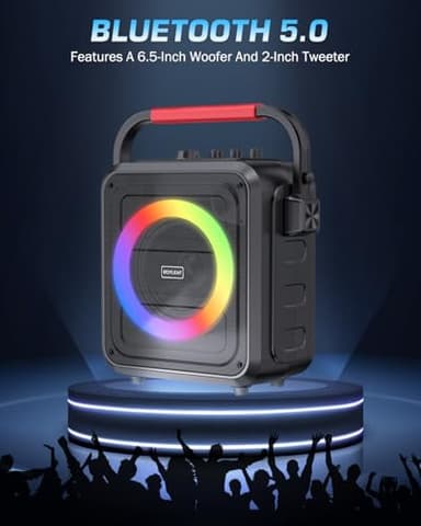 Karaoke Machine,Karaoke Machine for Adults & Kids,Portable Karaoke Speaker with 2 Wireless Microphones,PA System Supports Live/TF Card/USB/AUX//REC/TWS - Image 6