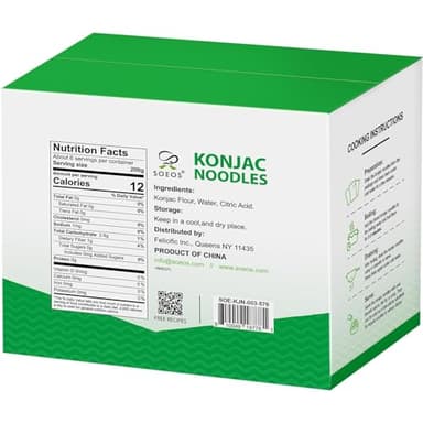 Soeos Konjac Noodles, Shirataki Noodle, Low Calorie, Low Carb, Keto and Paleo Friendly, 3 Variety Noodles, Fettuccine, Angel Hair, Spaghetti, 8.8 oz (250 g)*6 - Image 2