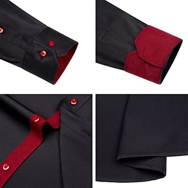 Alimens & Gentle Men's Dress Shirts Long Sleeve Wrinkle-Free Business Casual Button Down Shirt, Black Red, 4X-Large - Image 5