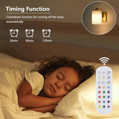 ZZ Joakoah Battery Operated Wall Sconce Set of 2, Dimmable with Remote Control, 15 Colors Indoor Wireless Wall Mounted Lamp with Rechargeable Bulb, Wall Lighting for Bedroom Living Room, Gold - Image 8