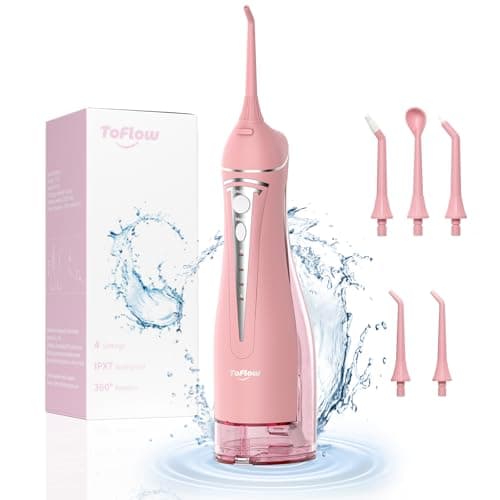 Water Flosser Teeth Pick: Rechargeable Cordless Oral Irrigator 300ML Portable Water Flosser for Braces IPX7 Waterproof Electric Waterflosser for Teeth Cleaning C101 Pink - Image 1