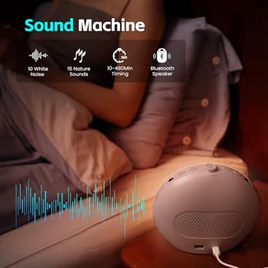 Geuuap Sunrise Alarm Clock White Noise Sound Machine with 25 Soothing Sounds, 17 Night Lights, Bluetooth Speaker Wake Up Light Alarm Clock for Bedrooms, Heavy Sleepers, Baby, Kids - Image 3