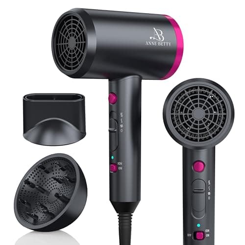Hair Dryer with Diffuser for Curly Hair, 1800W Ionic Blow Dryer for Women & Men, Fast-Drying, Lightweight, Low Noise, Hair Care Styling Tool for Home, Travel - Image 1