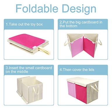 YOLOXO Toy Box Chest, Collapsible Sturdy Storage Bins with Lids, Extra Large Kids Toy Storage Organizer Boxes Bins Baskets for Kids, Boys, Girls, Nursery Room, Playroom, Closet (Pink) - Image 5
