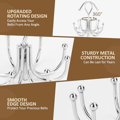 ZEDODIER Belt Hanger, Belt Organizer for Closet, Keeping Belts Visible and in Good Condition, Hanging Tie Rack Holder, Closet Organizers and Storage, Silver - Image 5