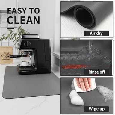 HotLive Coffee Mat - Absorbent Hide Stain Rubber Backed Dish Drying Mat for Kitchen Counter - Bar Mats for Countertops Accessories Fit Under Coffee Maker Espresso Machine - Image 4