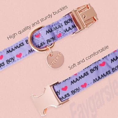 Faygarsle Purple Dog Collar for Small Medium Large Dogs Cute Puppy Collars for Male Dogs Letter Patterned Dog Collars for Summer Spring Wedding Puppy Necklace Boy Dog Collar M - Image 4