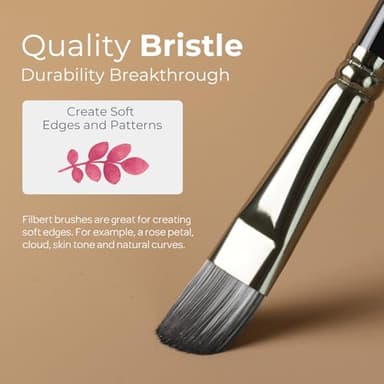 Nicpro 10 PCS Filbert Paint Brushes Art Painting Brush Set for Acrylic Watercolor Oil Gouache Canvas, Craft Detail Face Body Painting, Artist Kit for Kid & Adult - Image 3