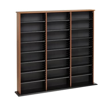 Prepac 3 Column Tall Cabinet Media Storage, Triple Width Wall, Cherry/Black - Image 8
