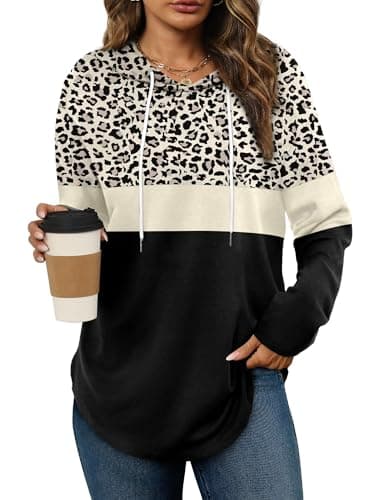 Bofell Long Sleeve Shirts for Women Early Fall Fashion Must Haves Casual Hoodies Soft Sweaters Ladies Tops and Blouses Clothing Print L - Image 1