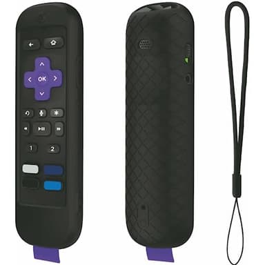 USTIYA Control Remoto Case for Roku TV Ultra 2022 /Voice Remote Pro/Streaming Stick 4K+/Streambar Pro Funda Remote Solar Charging,Silicone Protective Cover,Hanging Rope (Black) - Image 1
