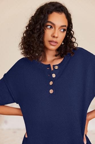 Ekouaer Womens Sweater Sets Oversized Chunky Knit Sweater Top Wide Leg Pants 2025 Trendy Clothes Chic Outfits Midnight Blue, S - Image 3