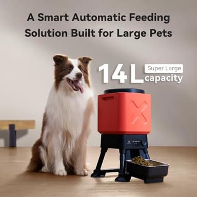 14L Automatic Dog Feeder for Large Breed – Extra Large Capacity, Anti-Blockage, Timed Auto Dog Food Dispenser, Dual Power Supply, Stainless Steel Bowl - Image 2