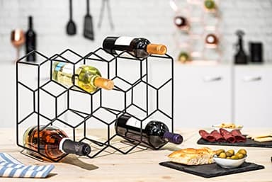 Gusto Nostro Countertop Wine Rack - 14 Bottle Freestanding Modern Black Metal Small - 3 Tier Tabletop Wine Holder Stand for Cabinet, Pantry - Wine Racks Countertop - No Assembly Required - Image 8