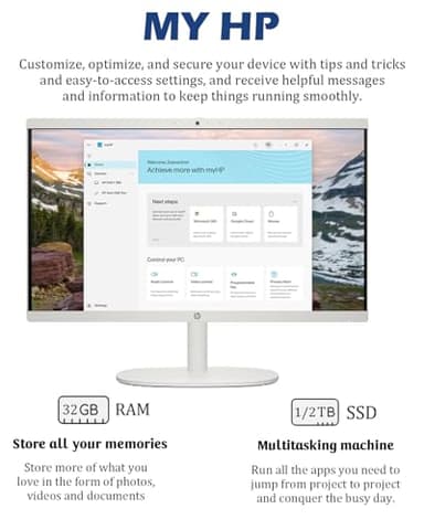 HP All-in-One Computer - 21.5'' FHD Anti-Glare Display, Home Desktop PC, Win 11 Pro, Wired KB & Mouse, Wi-Fi 6, Bluetooth, Intel Celeron J4025, HD Webcam (16GB RAM | 1TB SSD) - Image 4