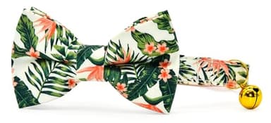 Bow Tie Cat Collar Set, Wedding/Birthday Gift for Cat, Summer Strelizia Flower Floral, Cat Accessories - Image 9