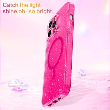 BENTOBEN for iPhone 13 Pro Case, Phone Case iPhone 13 Pro Magnetic Case Compatible with MagSafe Glitter Bling Flexible Soft TPU Shockproof Protective Sparkly Cover for iPhone 13 Pro 6.1’, Hot Pink - Image 6