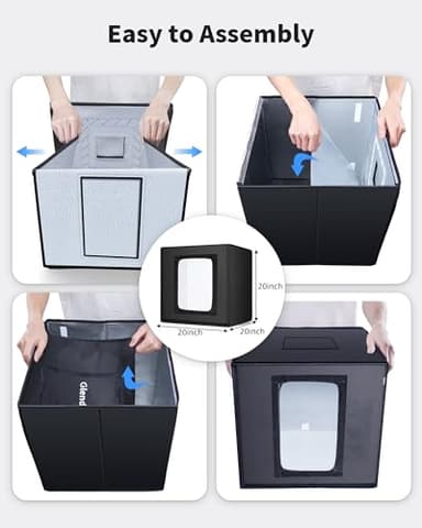Glendan Light Box Photography: 20x20 inch Photo Studio Light Box with 240 LED Dimmable LED Lights - Folding Photo Box with 12 Color Backdrops for Jewelry Food Electronics Product Photography - Image 2