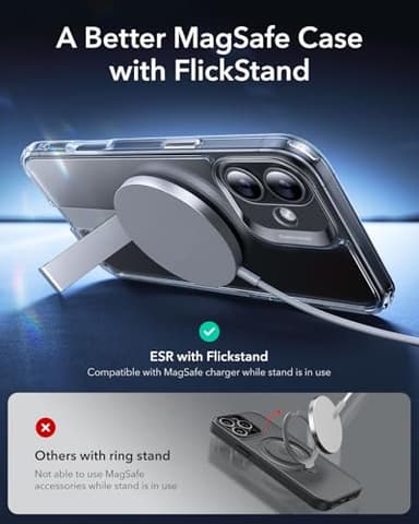 ESR for iPhone 16 Case with Stand, Compatible with MagSafe, Magnetic Kickstand Case for iPhone 16, Military-Grade Protection Shockproof Case, Boost Series, Clear - Image 3