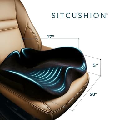 SitCushion Car Seat Cushion for Driving — Orthopedic Memory Foam Car Seat Pad for Sciatica, Tailbone, and Back Pain Relief for Long Drives. Bonus: with Extra Non-Slip/Washable Cover(Black) - Image 5