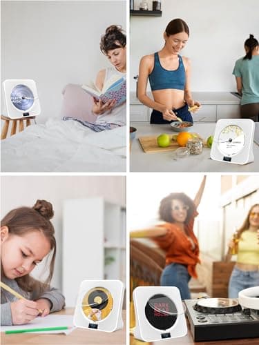 Desktop CD Player Portable with Bluetooth - Jimwey CD Players for Home with HiFi Speakers, FM Radio, Remote Control, LED Screen Display, Support CD/Bluetooth/USB/AUX, White CD Player for Gift - Image 8