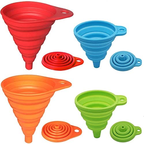 KongNai Kitchen Funnel Set 4 Pack, Small and Large, Kitchen Gadgets Accessories Foldable Silicone Collapsible Funnels for Filling Water Bottle Liquid Transfer Food Grade - Image 1